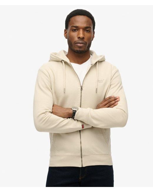 Superdry Natural Essential Logo Half Brushed Zip Hoodie for men