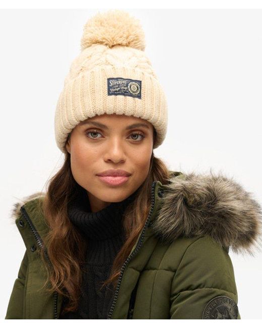 Superdry Natural & Co Cable Knit Chunky Beanie Hat