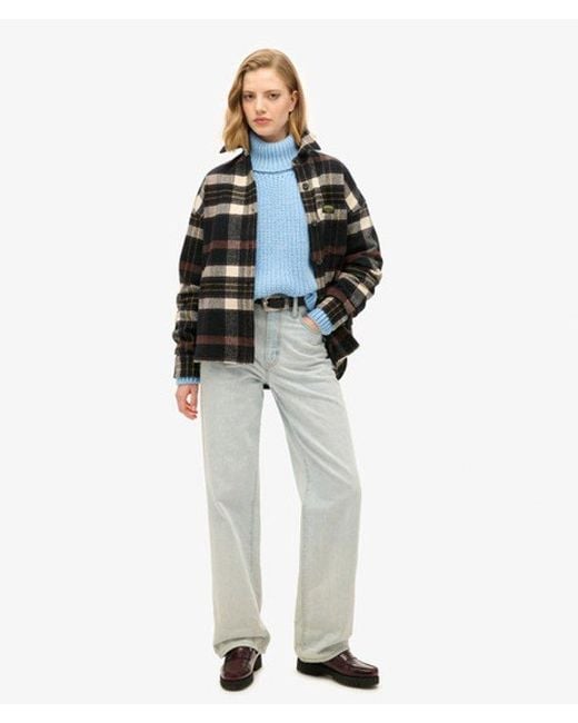 Superdry Blue & Co Knitted Slouchy Stitch Roll Neck Jumper