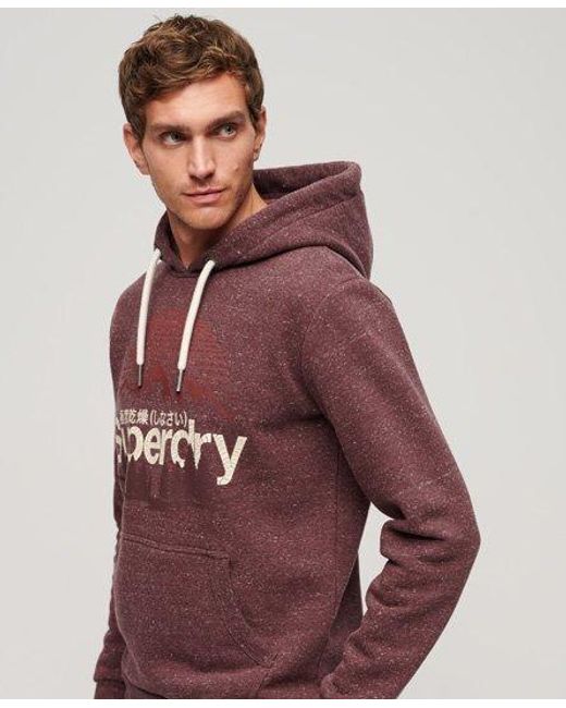 Superdry Red Classic Logo Print Great Outdoors Hoodie for men