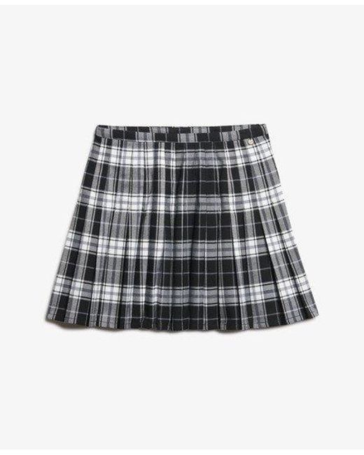 Superdry Geruite Minirok Met Plooien in het White