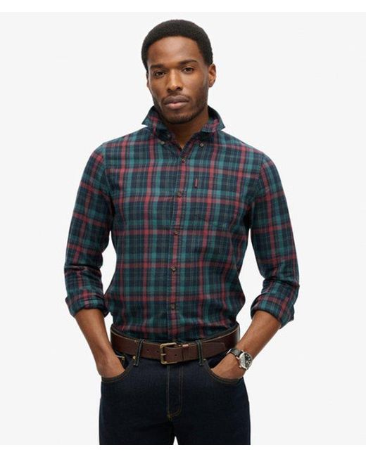 Superdry Blue Organic Cotton Vintage Check Shirt - Size: Xl for men