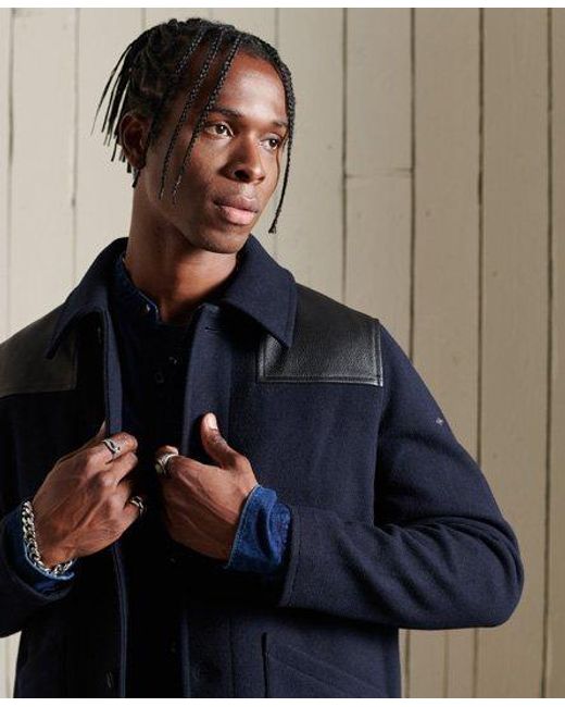 Superdry Blue Wool Donkey Jacket Eclipse for men