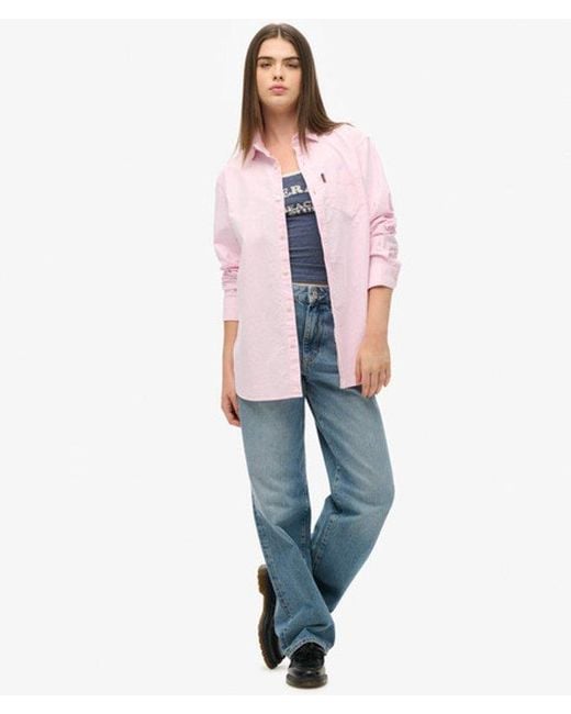 Superdry Pink & Co Long Sleeved Oxford Shirt