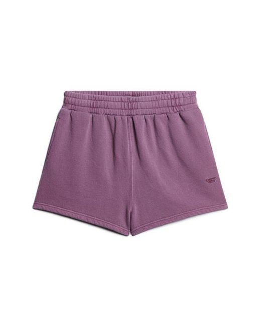 Superdry Purple Loose Fit Embroidered Vintage Wash Sweat Shorts