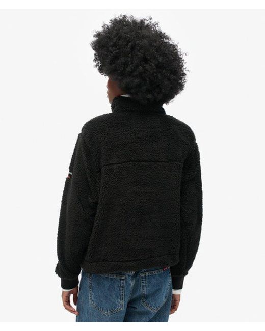 Superdry Black & Co Super Soft Popper Neck Teddy Fleece