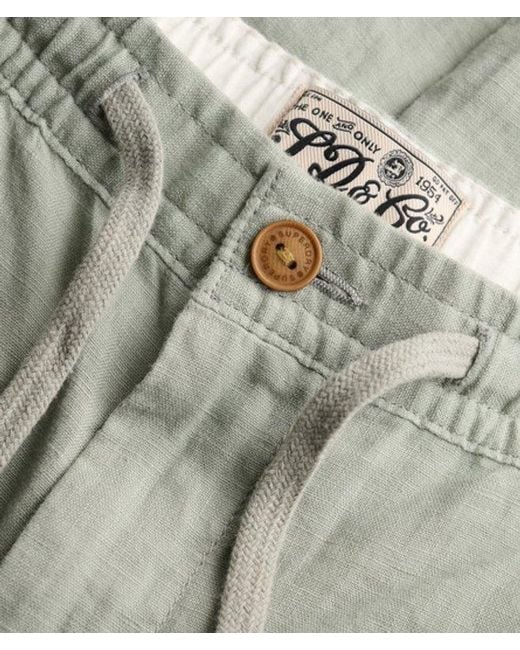 Superdry Blue Merchant Linen Pants for men
