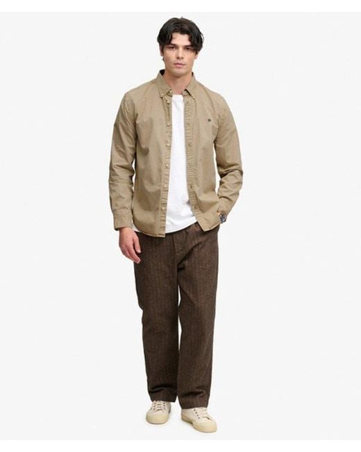 Superdry Natural Garment Dyed Long Sleeve Shirt for men