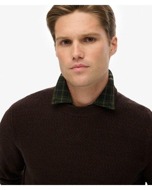 Homme Pull Texturé En Coton Léger Taille Superdry pour homme en coloris Black