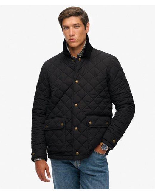 Superdry Black Quilted Estate Coach Jacket for men