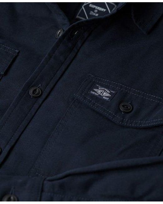 Superdry Blue Borg Lined Miller Overshirt Navy for men
