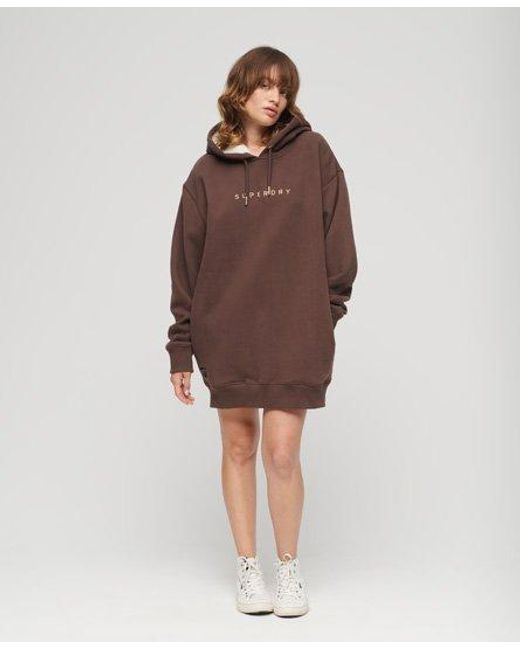 Superdry Brown Luxe Metallic Logo Hoodie Dress