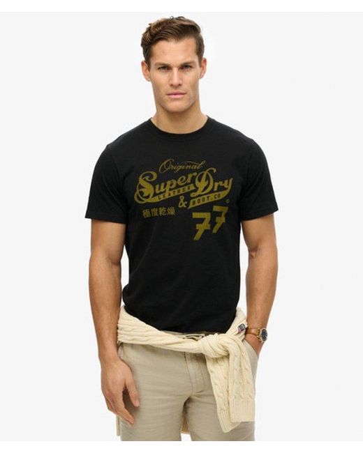 Superdry Black & Co Leather & Boot Co Script T-shirt for men