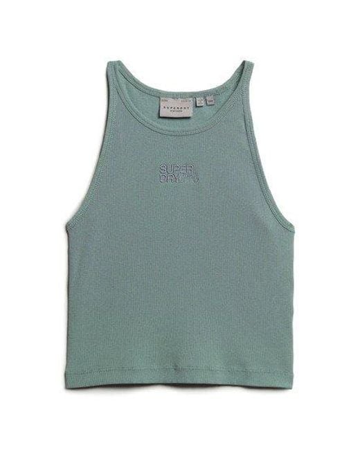 Superdry Green Embroidered Rib Racer Vest