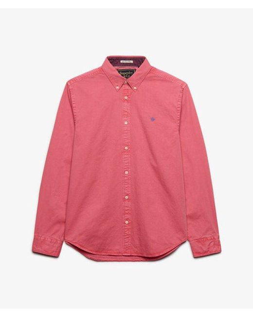 Superdry Red & Co Garment Dyed Long Sleeve Shirt for men