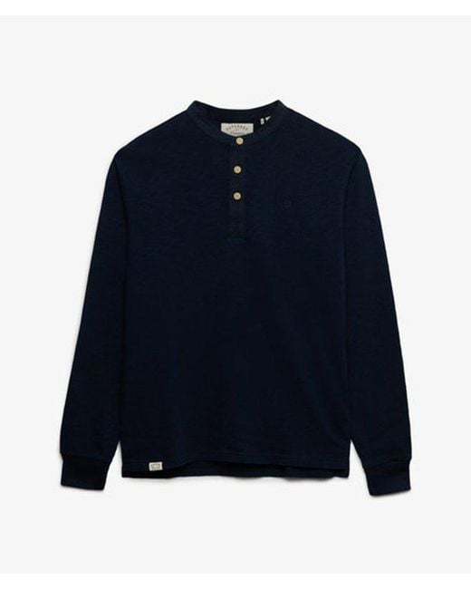 Superdry Blue & Co Woven Placket Grandad Top for men