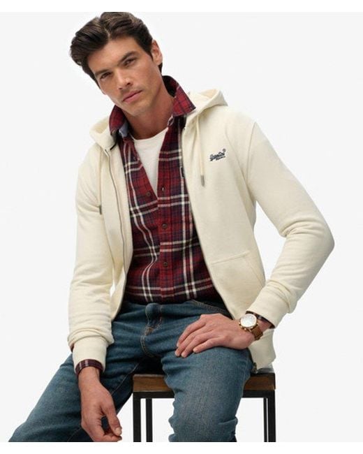 Superdry Natural & Co Essential Logo Half Brushed Zip Hoodie for men