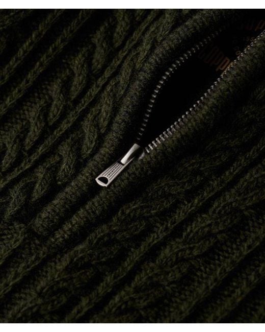 Superdry Green & Co Vintage Jacob Cable Knit Half Zip Jumper for men