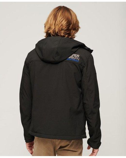 Pour des s logo brodé veste à capuche softshell trekker Superdry pour homme en coloris Black