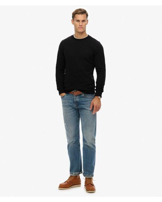 Superdry Black & Co Vintage Logo Embroidered Crew Sweatshirt for men