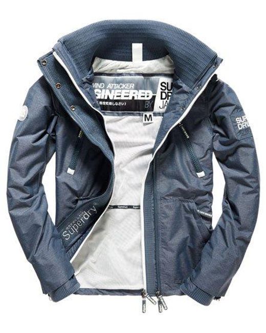Superdry Blue Technical Sd-Wind Attacker Jacket Mid Charcoal Marl/Ecru for men