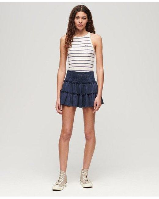 Superdry Blue Tiered Jersey Mini Skirt