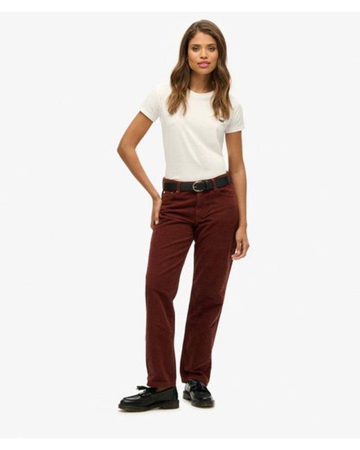 Superdry White Straight Leg Cord Pants Size: 26/32