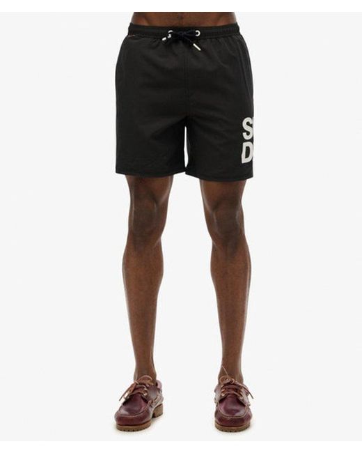 Superdry Black & Co Sportswear Logo 17-inch Swim Shorts for men