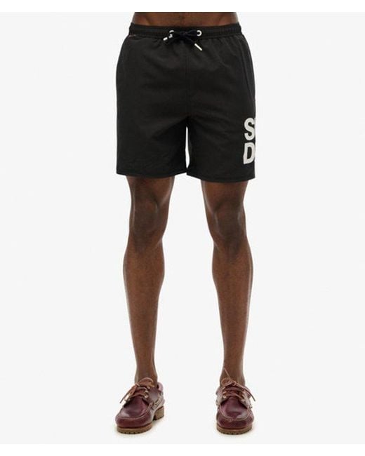 Superdry Black & Co Sportswear Logo 17-inch Swim Shorts for men