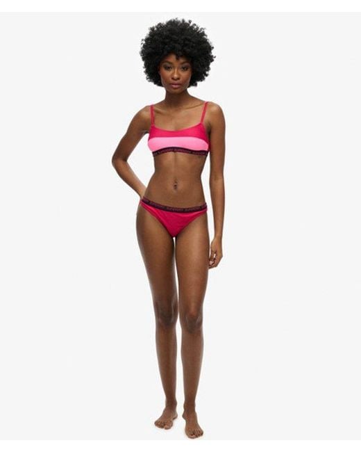 Superdry Red & Co Ladies Striped Elastic Bralette Bikini Top
