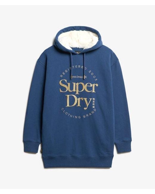 Robe à capuche et logo métallisé luxe Superdry en coloris Blue