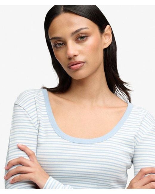Superdry White & Co Athletic Essentials Striped Long Sleeve Top