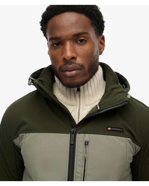 Superdry Green & Co Hooded Softshell Colourblock Jacket for men