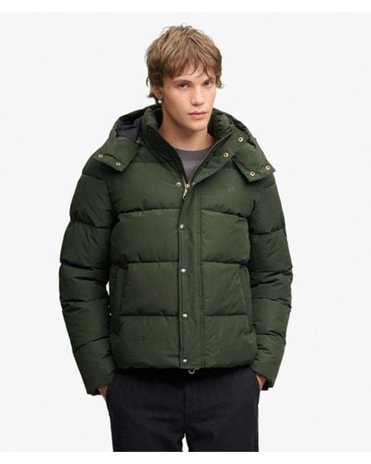 Superdry Green Premium Hooded Puffer Jacket for men