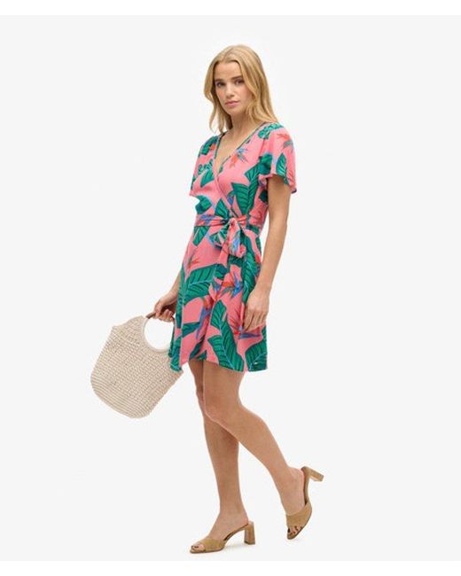 Superdry White & Co Printed Mini Wrap Dress