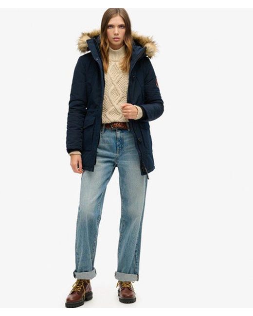 Superdry Blue & Co Everest Faux Fur Hooded Parka Coat