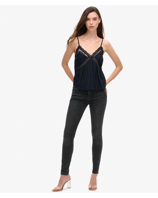 Superdry Black & Co Ibiza Sheer Lace Cami Top