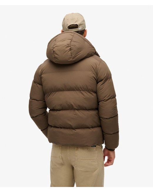Superdry Brown Hooded Puffer Jacket for men