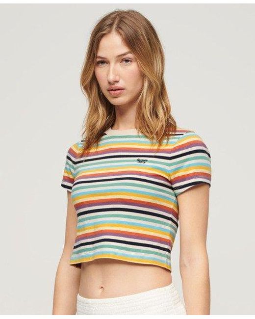Superdry Yellow Vintage Stripe Crop T-shirt