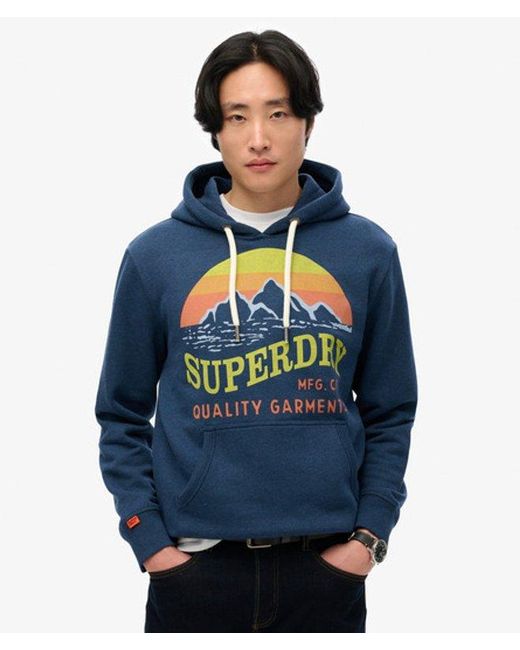 Superdry Blue Core Logo Great Outdoors Relaxed Hoodie for men