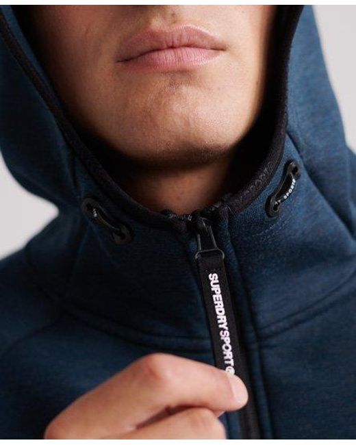 Superdry Blue Core Gym Tech Zip Hoodie Deep for men