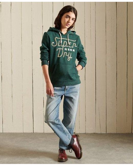 Superdry Green Script Style Workwear Hoodie Pine Marl