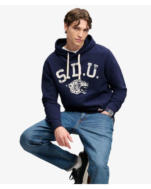 Superdry Blue & Co Athletic Essentials Hoodie for men