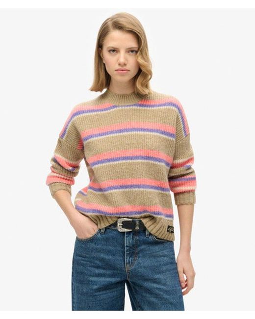 Superdry Blue & Co Ladies Classic Multi Stripe Crew Jumper