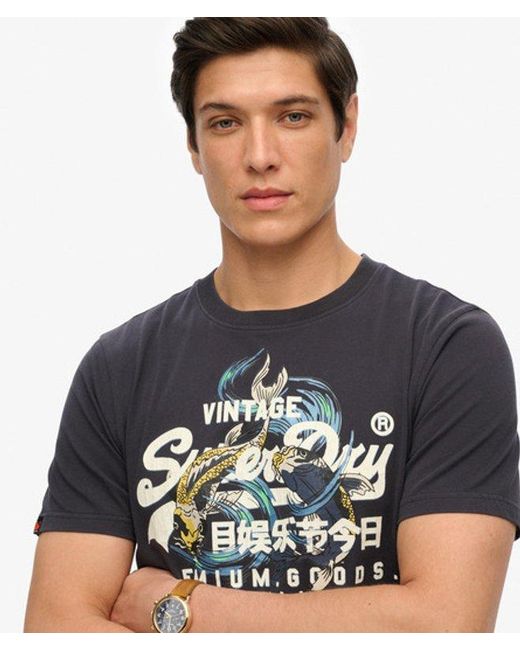 Superdry Blue Vintage Logo Tokyo Relaxed T-Shirt for men