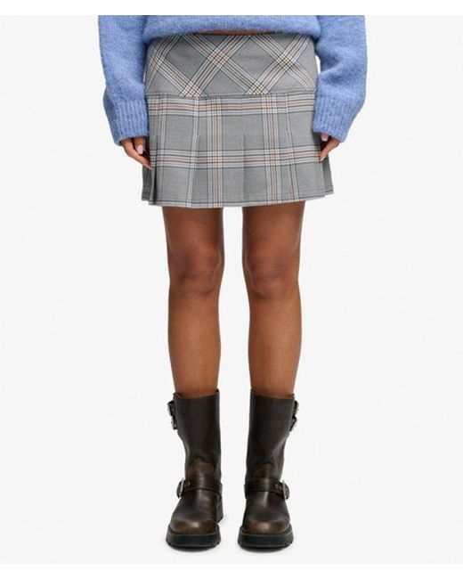 Superdry Blue Uperdry Vintage Check Kirt