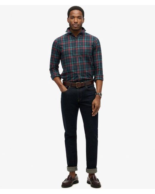 Superdry Blue Organic Cotton Vintage Check Shirt - Size: Xl for men