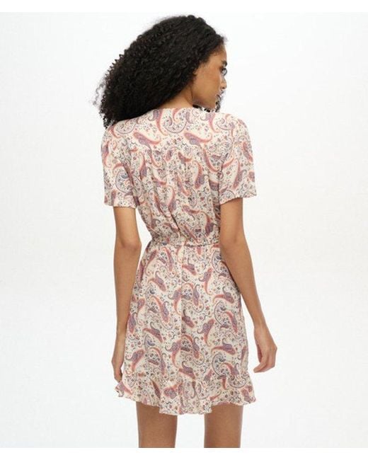 Superdry Pink Paisley Print Short Sleeve Mini Wrap Dress