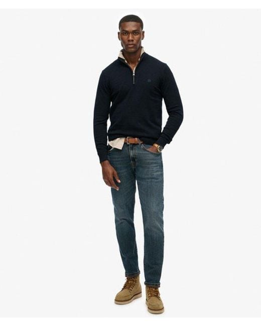 Superdry Blue & Co Essentials Cotton Half Zip Jumper for men