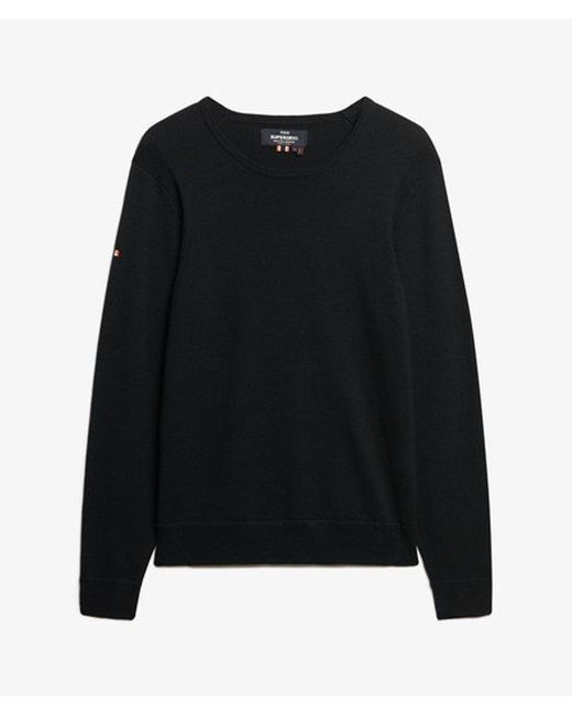 Superdry Black & Co Lightweight Merino Crew Jumper for men